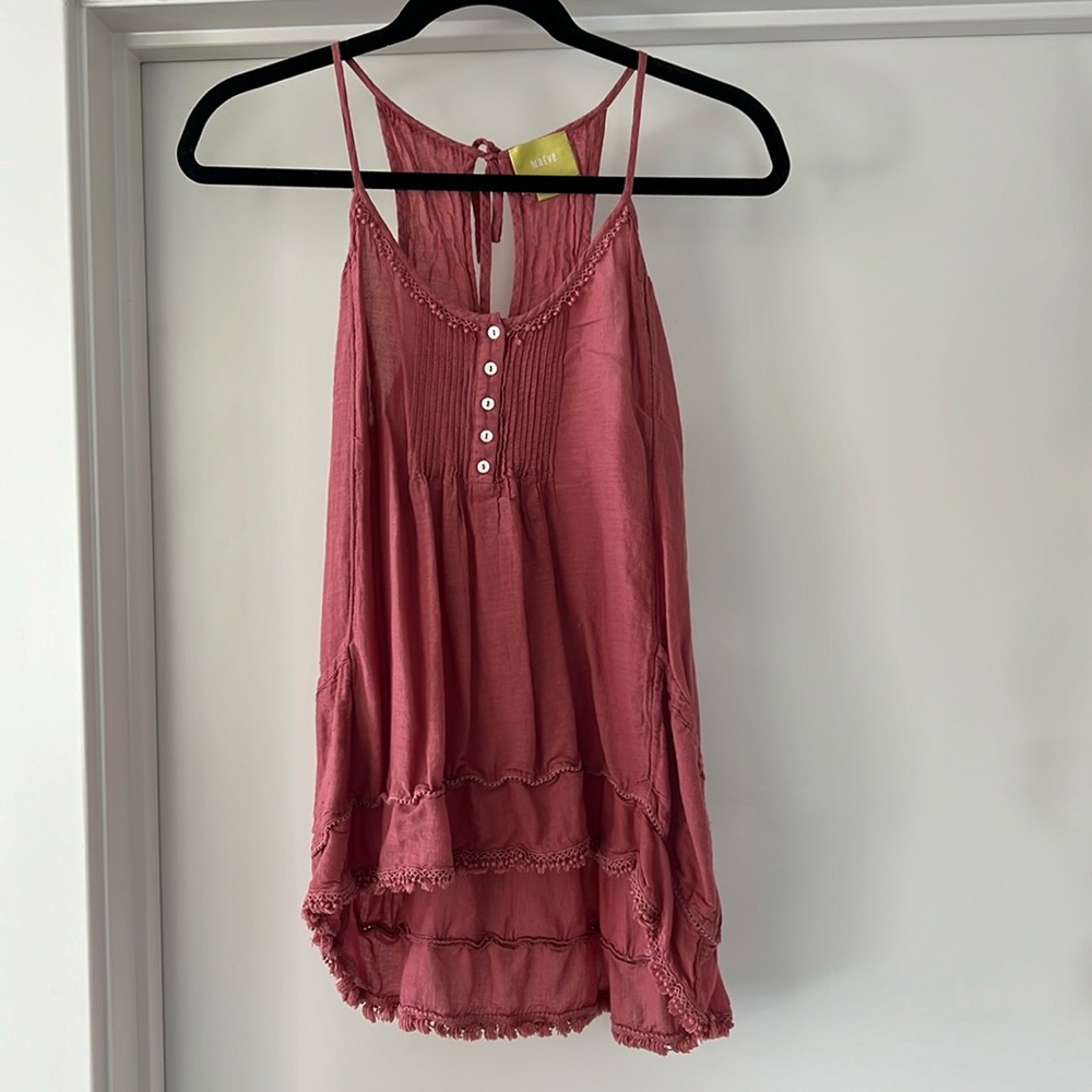 Maeve sleeveless flowy high low blouse